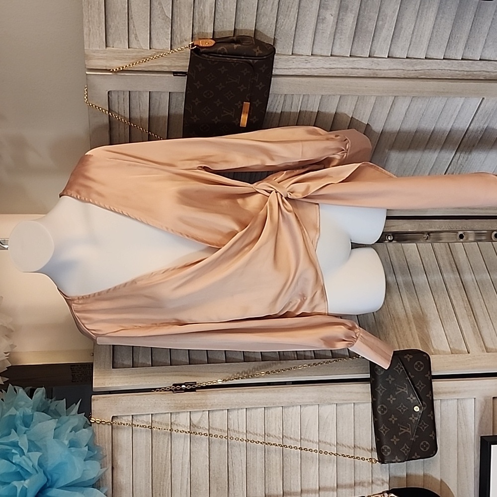 Boutique brand blush pink silk blouse